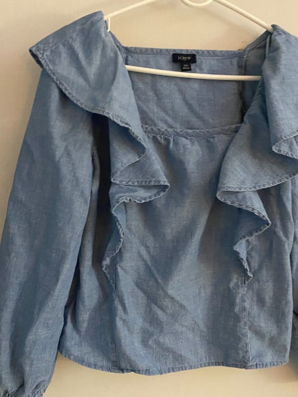 J. Crew Denim Ruffle Blouse - Size XS/S